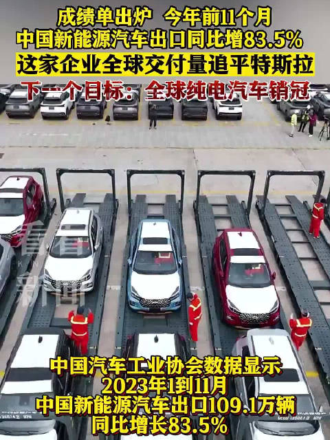 追平特斯拉！比亚迪有望成为全球纯电汽车销冠