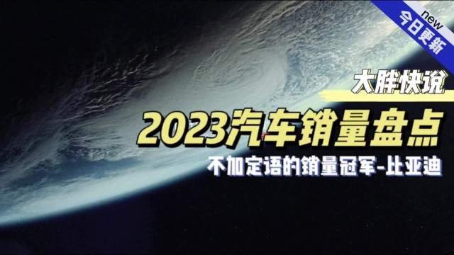 大胖快说|2023销量大盘点 不加定语的销量冠军-比亚迪……