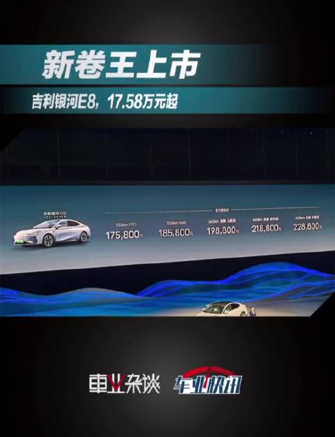 售价17.58-22.88万元，吉利银河E8再次刷新银河车型定价惊喜……