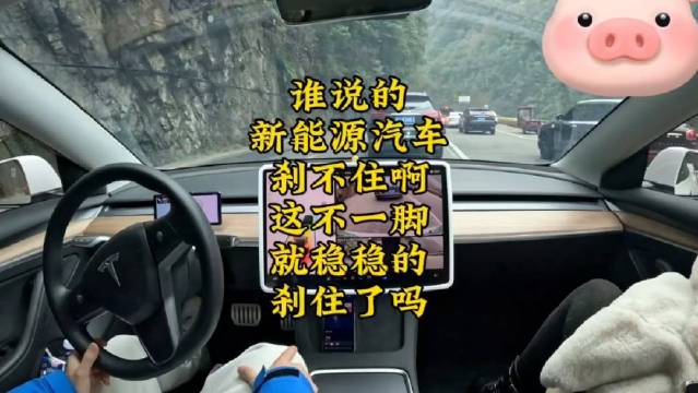 谁说的新能源汽车刹不住啊，这不一脚就稳稳的刹住了吗？