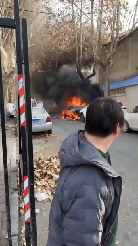 水火无情注意防火，某品牌车辆被树叶引燃！