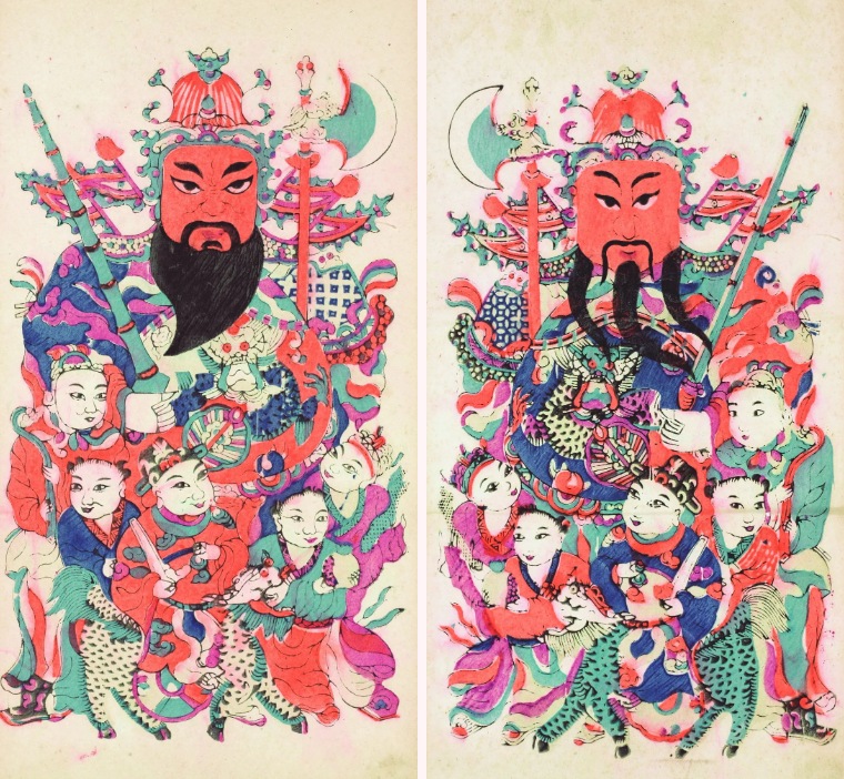 清末五子门神 “秦琼” “尉迟恭”（上海市历史博物馆藏）