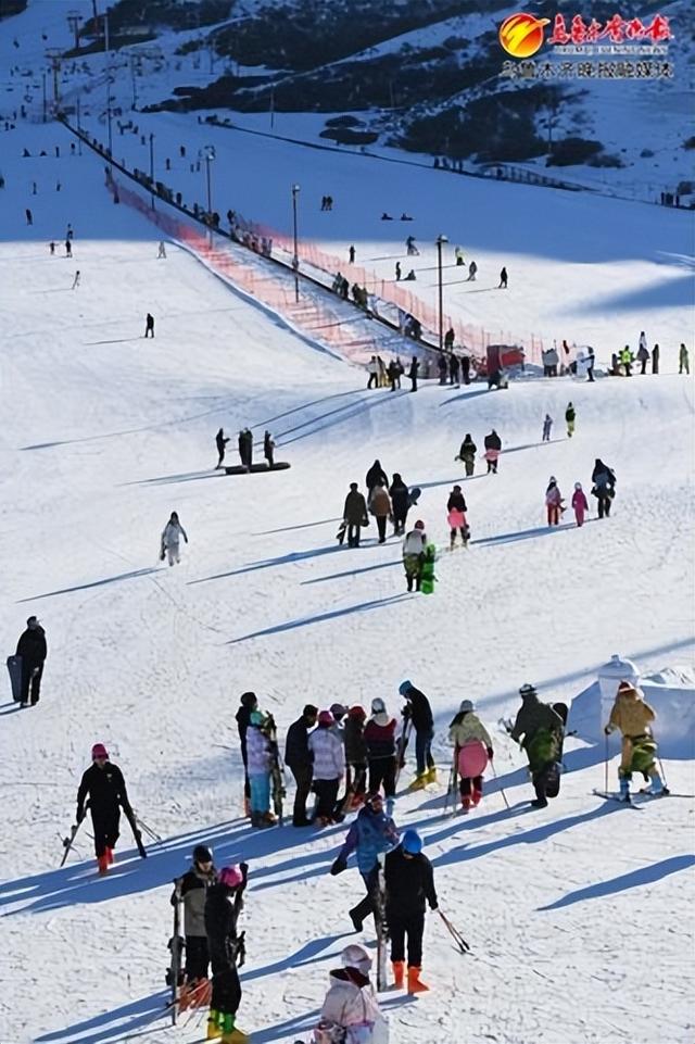 1月7日,在南山白云滑雪场,滑雪爱好者正在相互结伴前往雪道。资料图片