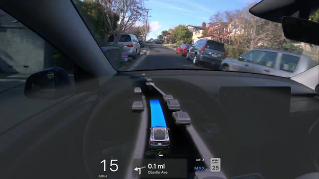 特斯拉FSD V12在窄路上的表现，可以说处理的很流畅……