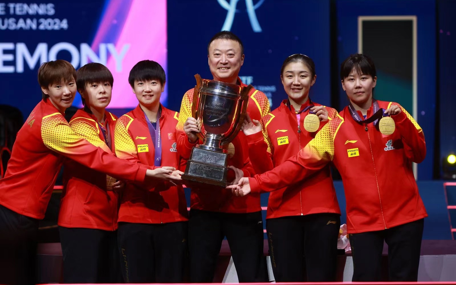中國女乒實現世乒賽團體賽6連冠。 圖/W湯臣世界乒聯