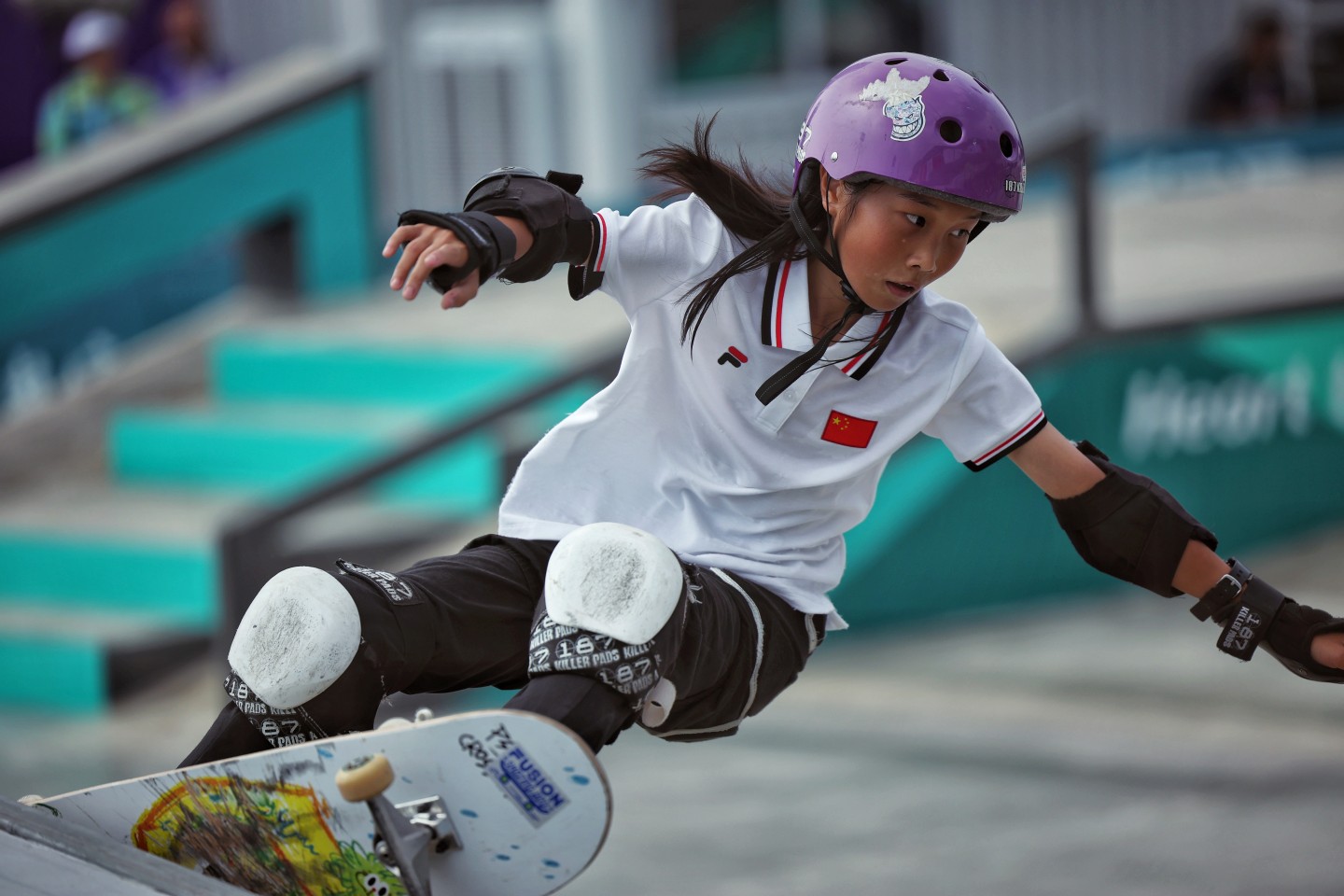 中國選手崔宸曦曾在杭州亞運會上奪得滑板女子街式冠軍。 新京報資料圖