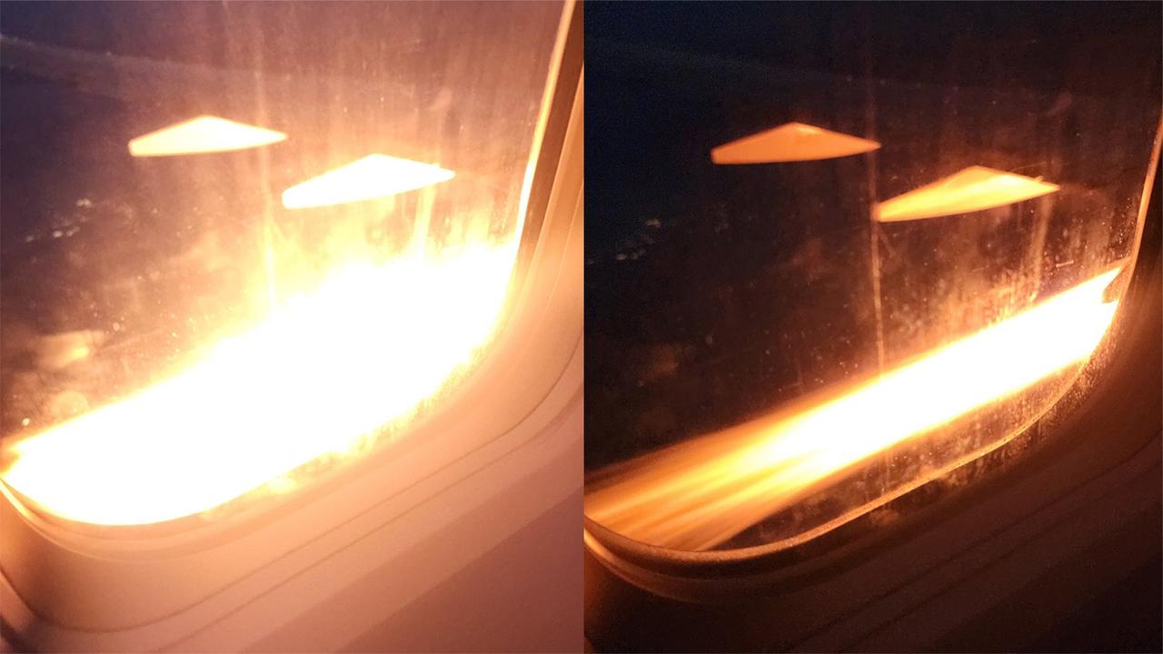 波音客机引擎冒火迫降