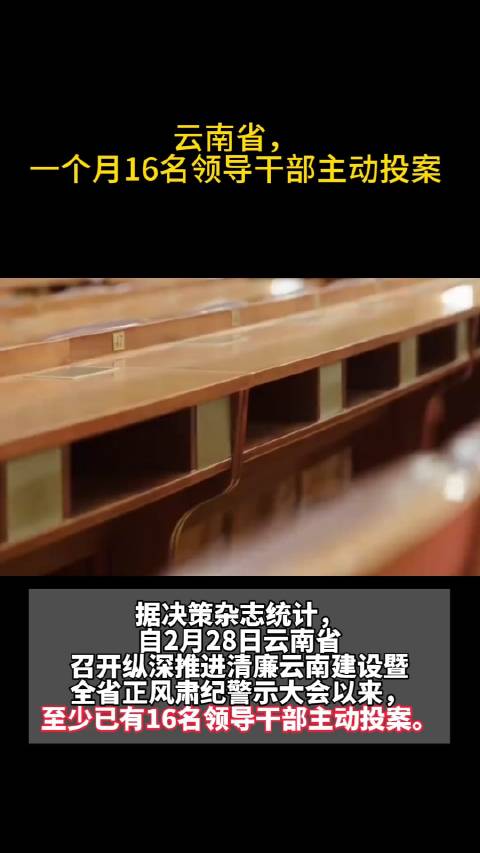 云南省，一个月16名领导干部主动投案