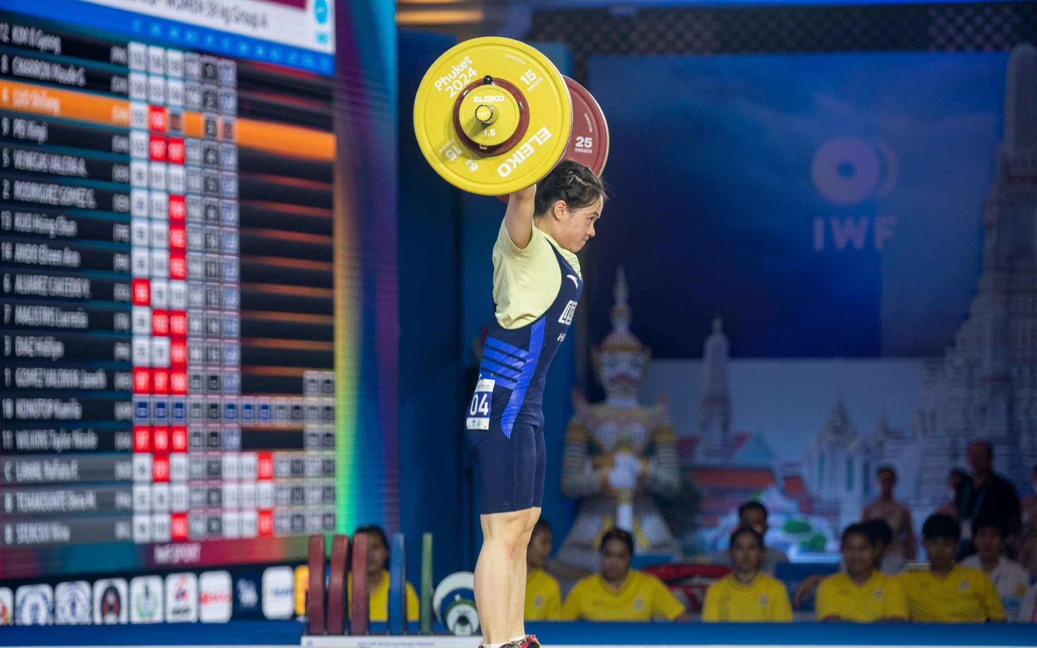 羅詩芳獲得挺舉和總成績兩項冠軍，並以248公斤打破總成績世界紀錄。 圖/新華社