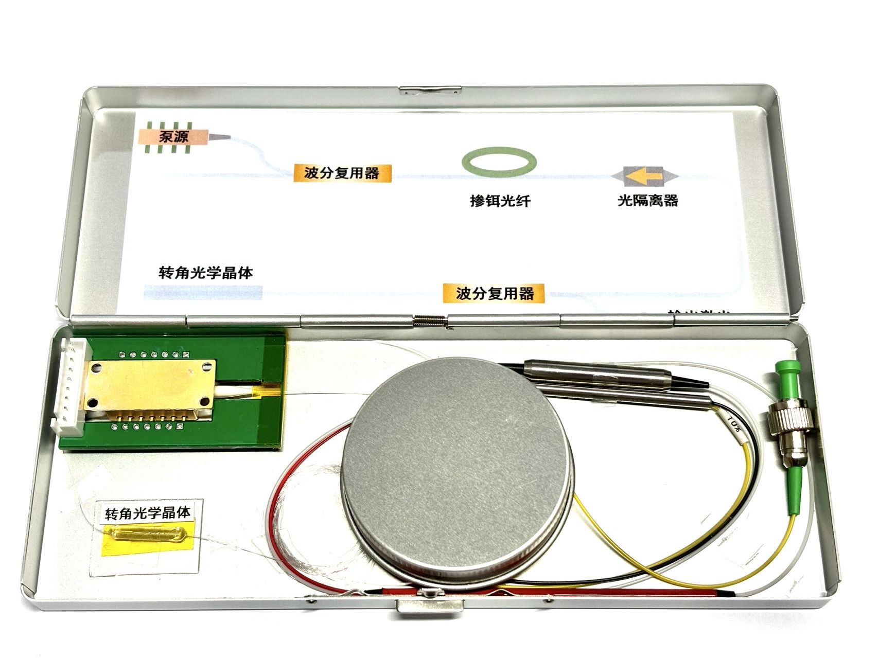 基於轉角菱方氮化硼光學晶體的小型化全光纖激光器。北京大學物理學院供圖