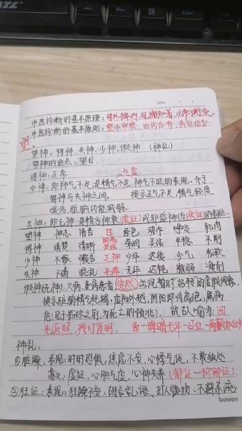 一个刚刚开始学习中医的朋友的《中医诊断学》笔记