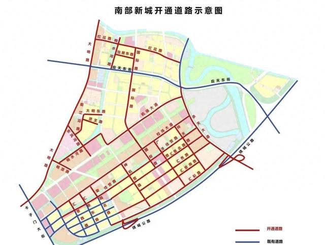 南部新城开通道路示意图