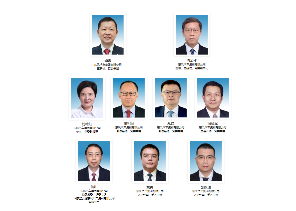 东风汽车集团领导团队 官网截屏
