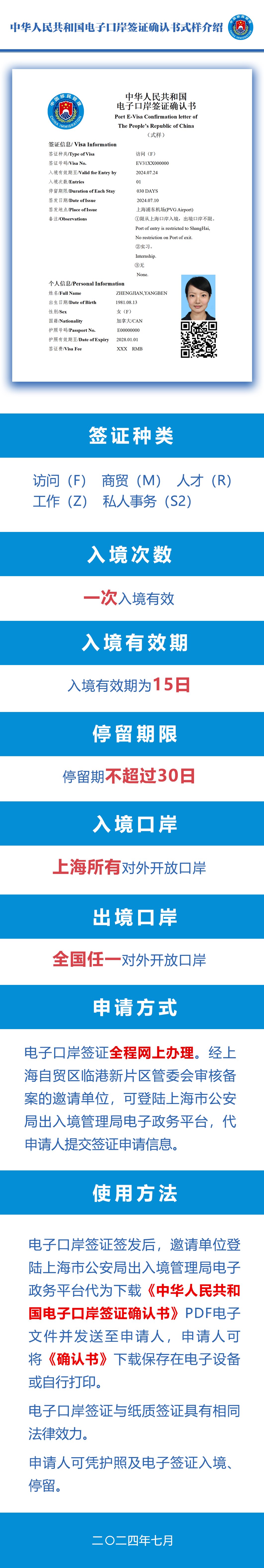中华人民共和国电子口岸签证确认书式样介绍。上海市公安局供图