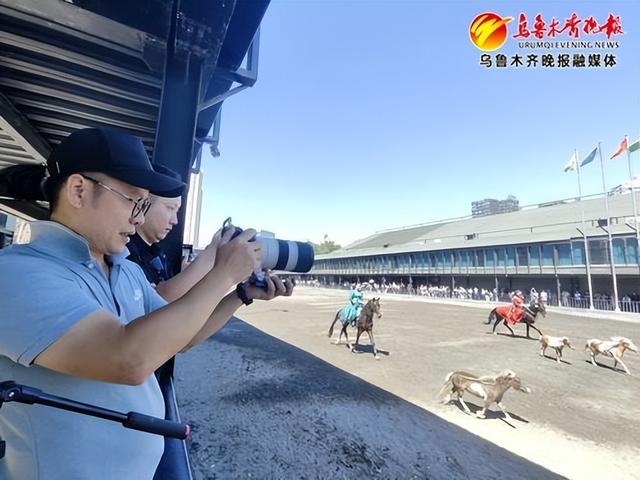 7月14日,在野马古生态园,采访团记者正在拍摄马术表演。记者唐红梅摄