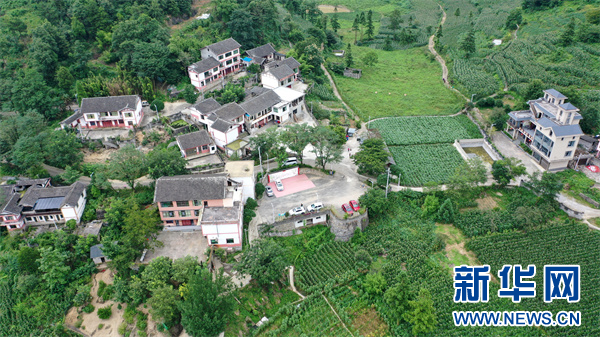 航拍的息烽县青山苗族乡青山村塘坎组一景。新华网 周远钢 摄