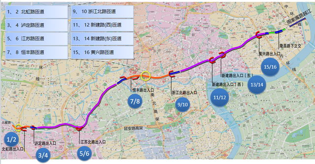 北横通道工程平面示意图 上海城投公路集团供图