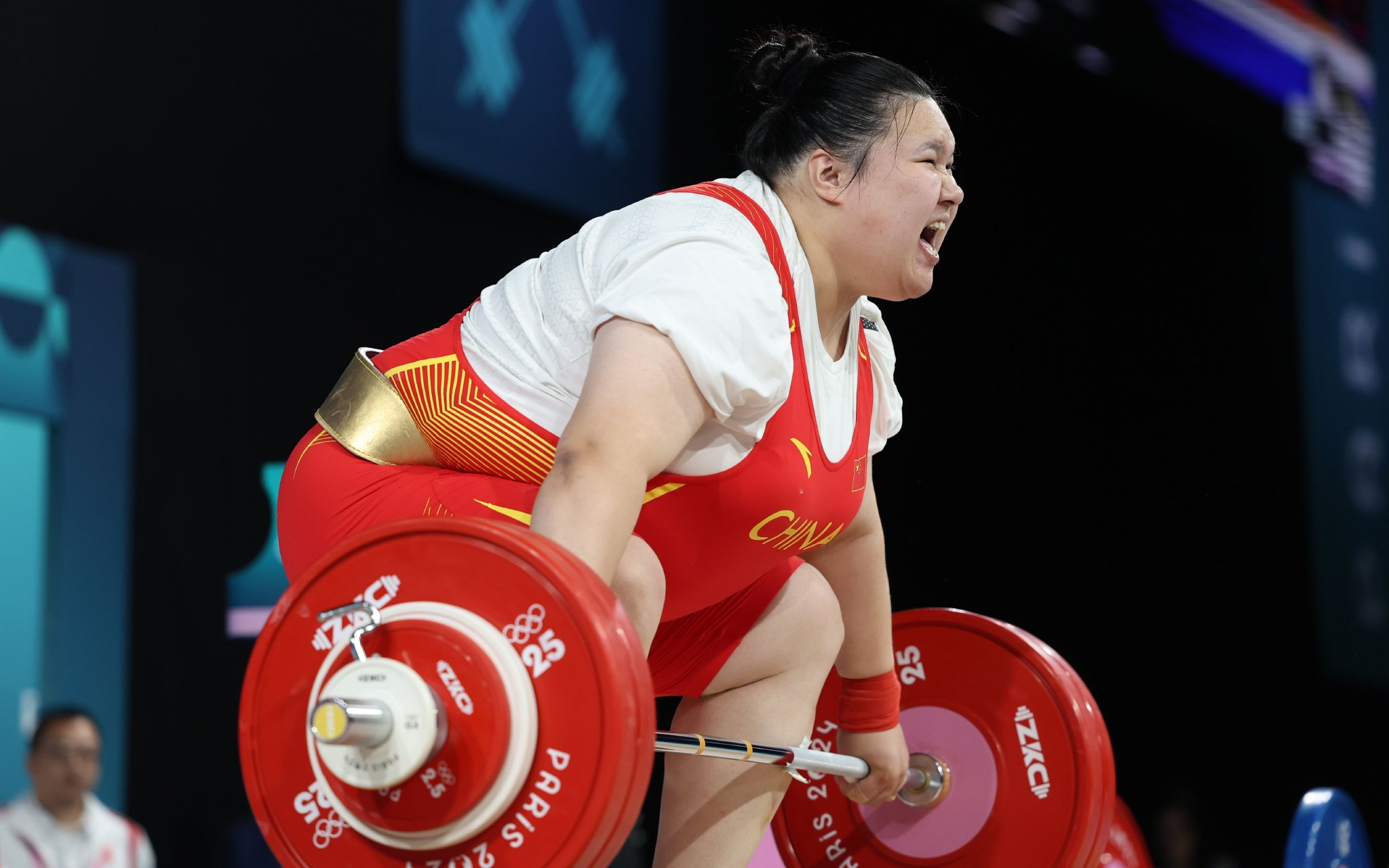 舉重女子81公斤以上級比賽,李雯雯奪冠。 圖/新華社