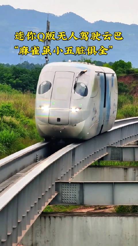 实拍重庆迷你Q版无人驾驶云巴 “麻雀虽小五脏俱全”载客不少
