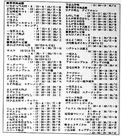 摘录自《全国放送节目表》 《Animage》(1978年7月号46页)