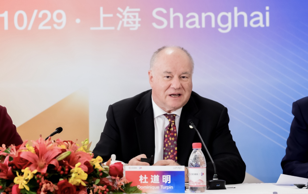 中歐國際工商學院歐方院長、市場營銷學教授杜道明(Dominique Turpin)發表主旨演講。受訪者供圖