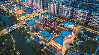 阜陽雙清灣水街夜景。 龐誠 攝