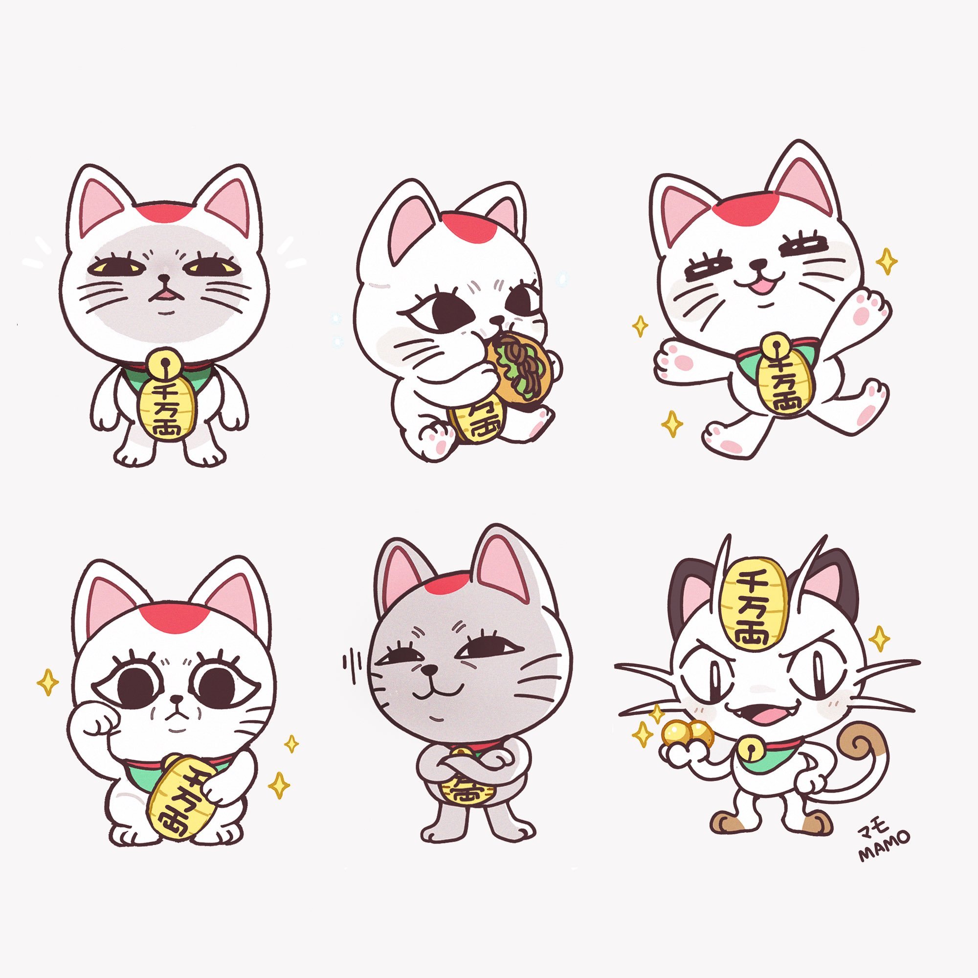高速婆婆招财猫 最后混入一只火箭队喵喵 都是可爱猫猫 X： mamobot_art|超自然武裝当哒当|花心|武装|超自然|哆啦A梦_新浪新闻
