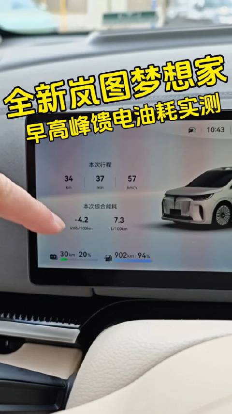 今天开着新买的岚图梦想家送张小苗上学，顺便测了一下馈电油耗