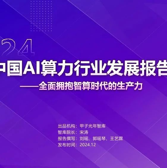 甲子光年：2024年中国AI算力行业发展报告|光年|中国|报告_新浪新闻