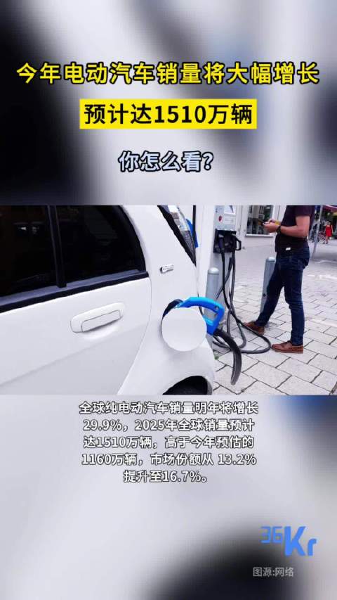 今年电动汽车销量将大幅增长，预计达1510万辆
