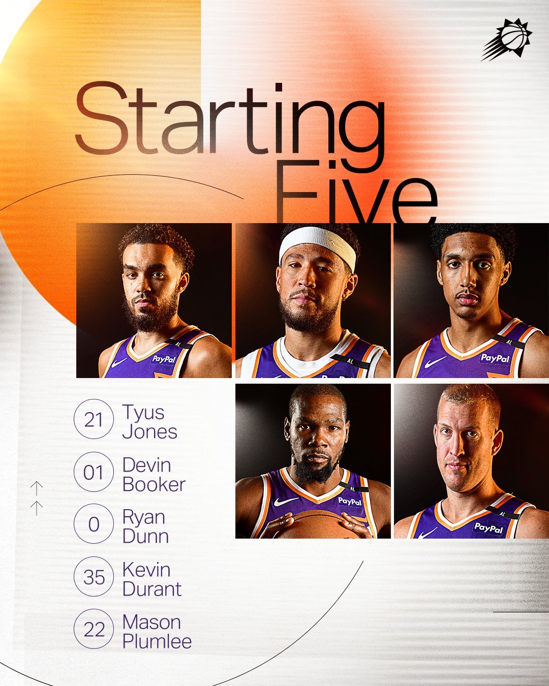 首发 琼斯 布克 邓恩 杜兰特 普拉姆利