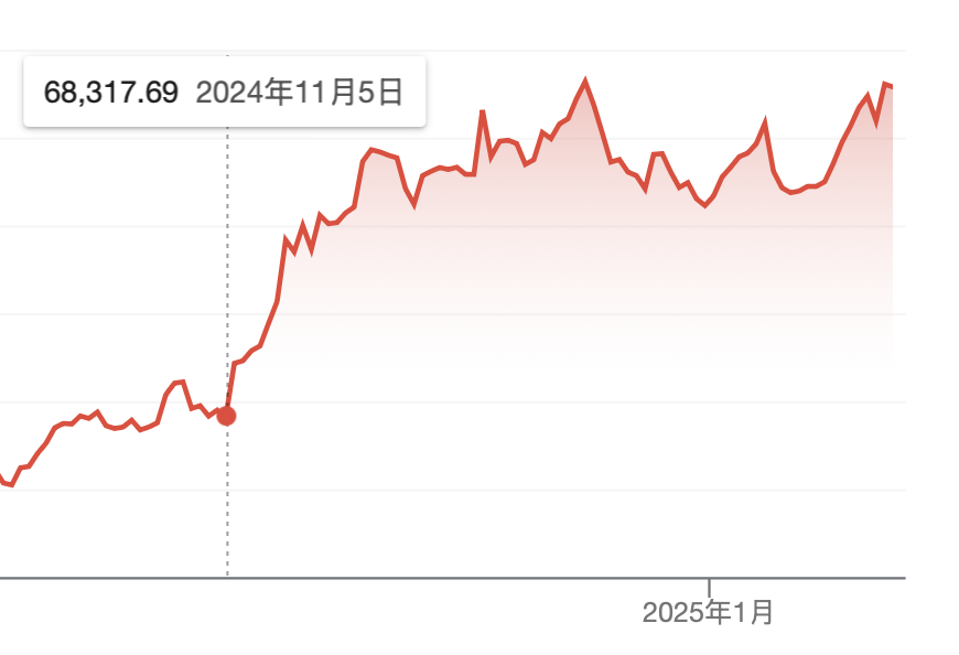 特朗普當選後的比特幣走勢|圖源:Google