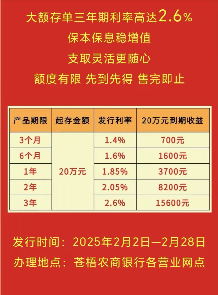 苍梧农商银行官微海报截图