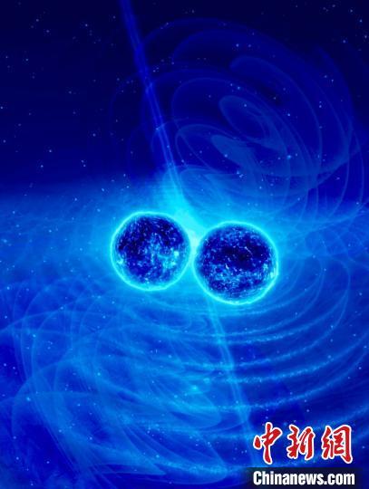 双中子星合并的艺术呈现图(图片来自MPI-IS&A.Posada)。施普林格·自然 供图