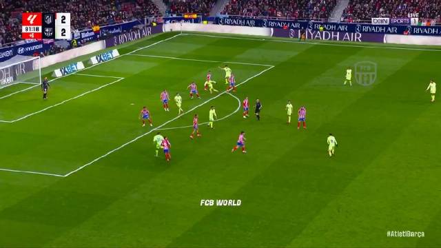 西甲联赛第28轮，巴塞罗那做客4-2逆转马德里竞技