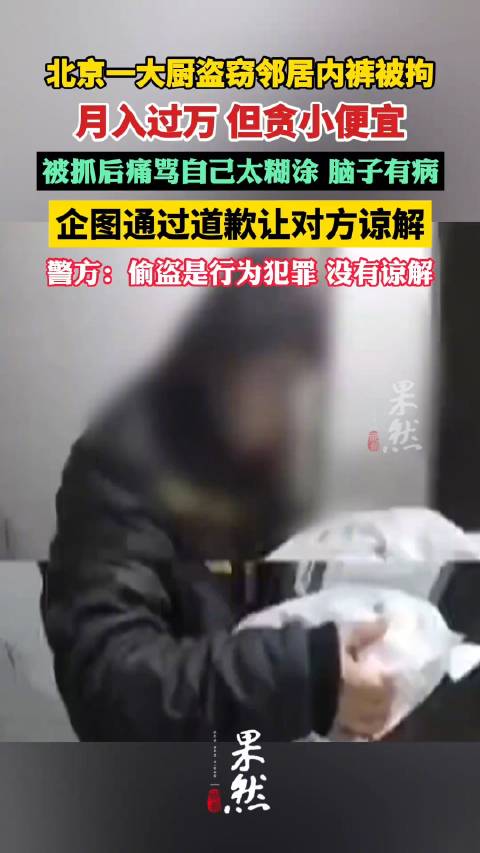 大厨月入过万盗窃内裤被拘