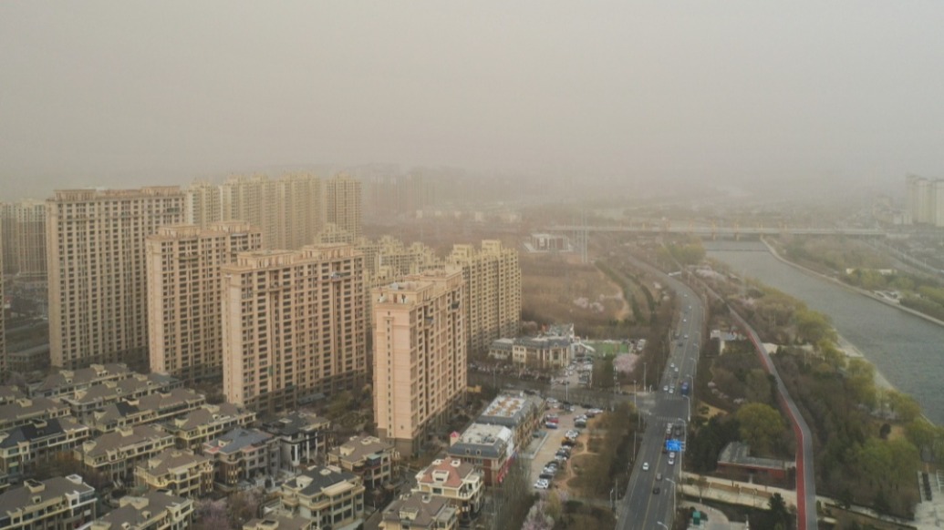 這是4月11日拍攝的呼和浩特市城區(無人機照片)。新華社 圖