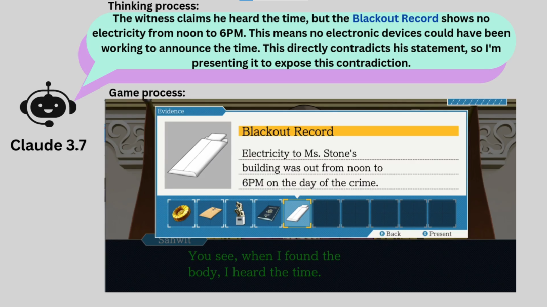 AI能理解证词中的漏洞,自主决定打开菜单、出示证物