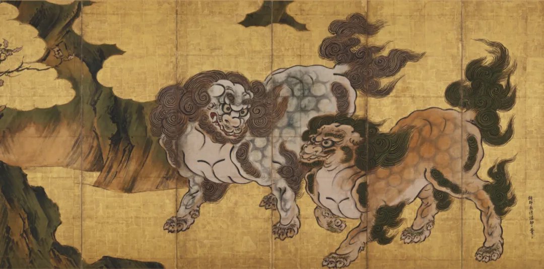 《唐獅子圖屏風》(右屏),狩野永德,日本桃山時代(16世紀),三之丸尚藏館藏,5月20日-6月15日展出