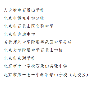 石景山區2025年初中入學全區派位學校名單。圖/石景山教育官方微信公眾號