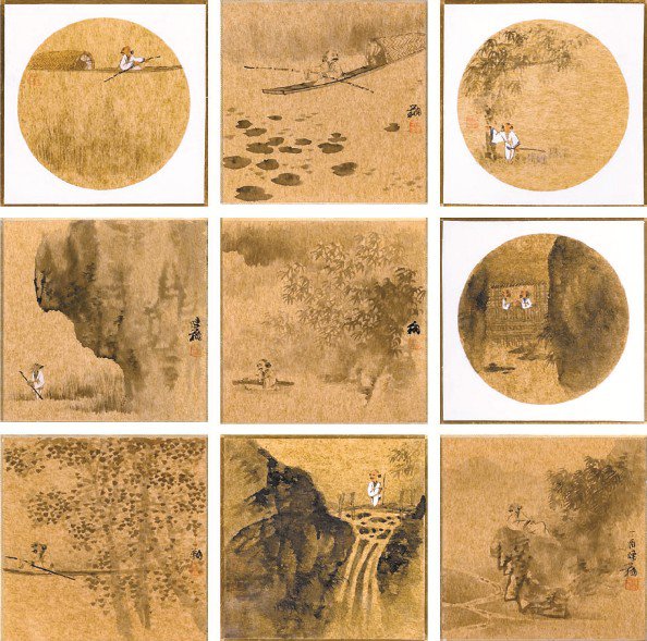 陈翔《状态系列》,笺本水墨,12×12厘米×9,2024年