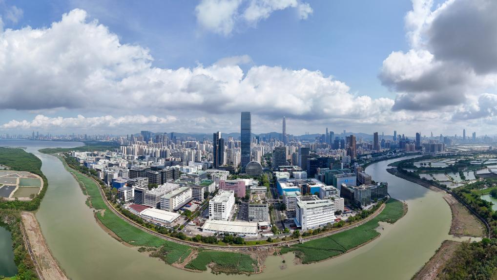 这是河套深港科技创新合作区(无人机全景照片,4月24日摄)。新华社记者 梁旭 摄