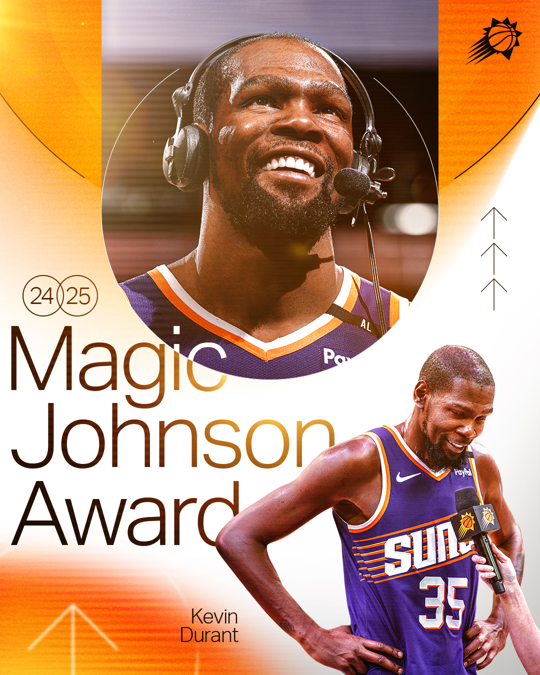 恭喜！杜兰特第二次获“魔术师”约翰逊奖 比肩库里利拉德巴蒂尔