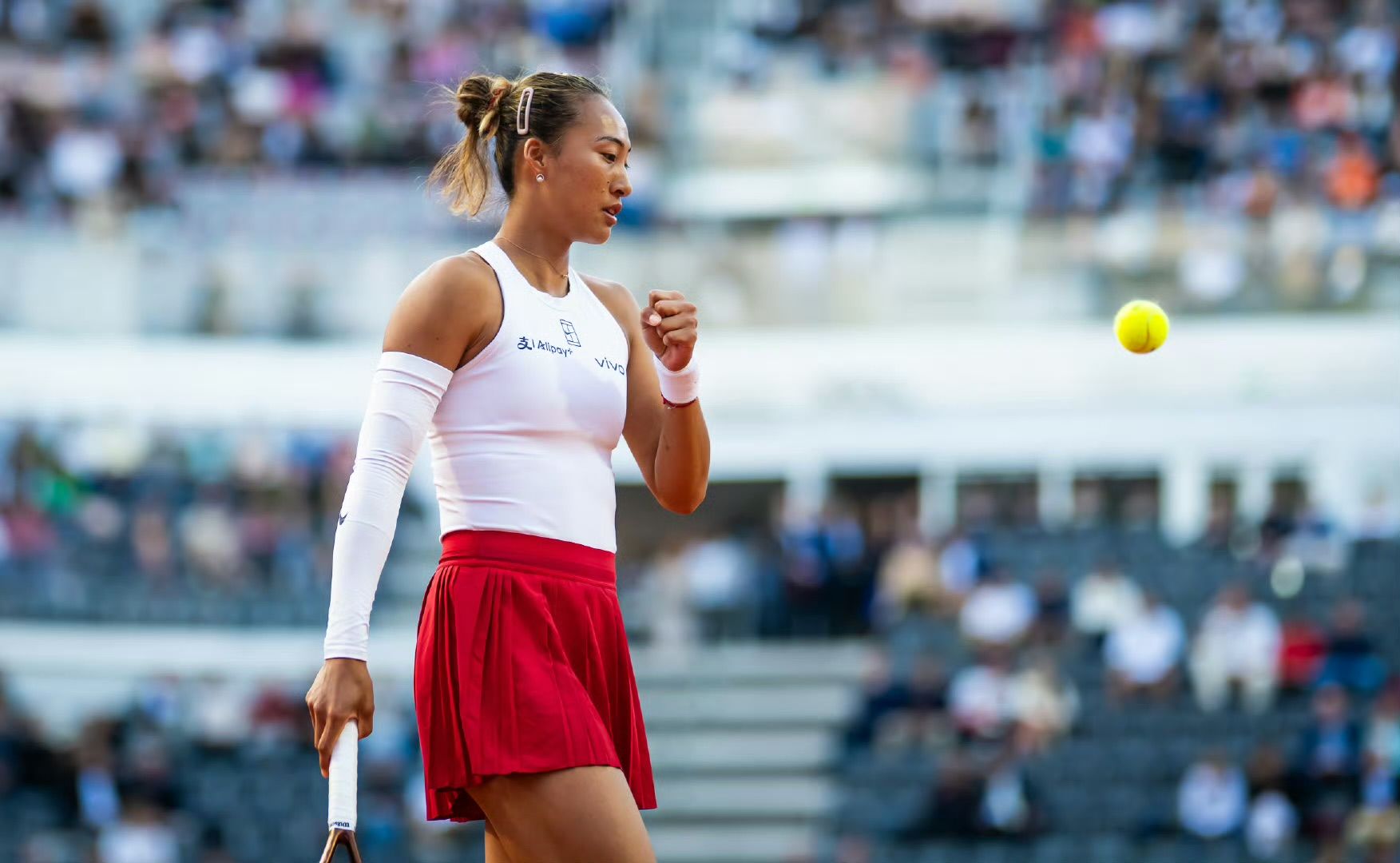 第7次交手,鄭欽文終於戰勝薩巴倫卡。 圖/WTA