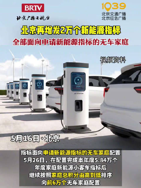 面向无车家庭！北京再增发2万个新能源车指标