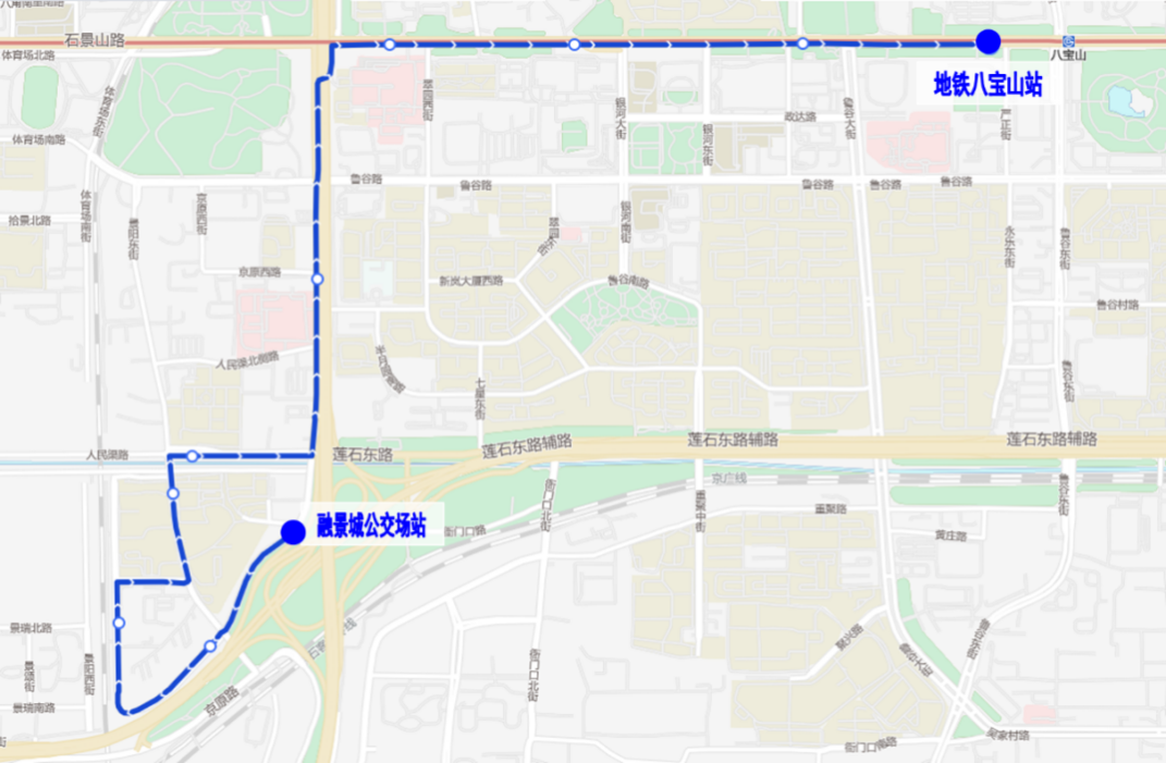 圖1 專86路融景城公交場站發出方向線路圖