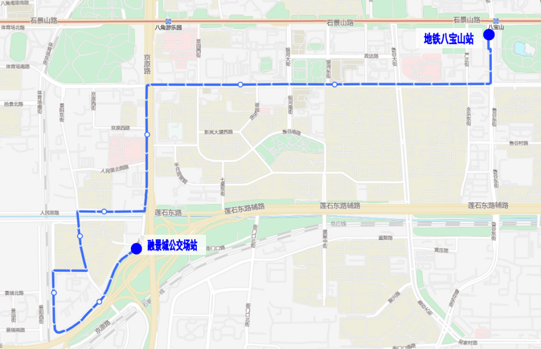 圖2 專86路融景城公交場站發出方向線路圖