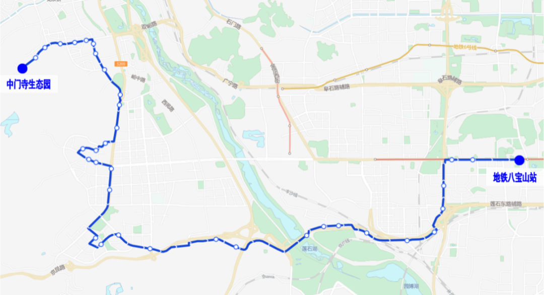 圖5 965路中門寺生態園發出方向線路圖