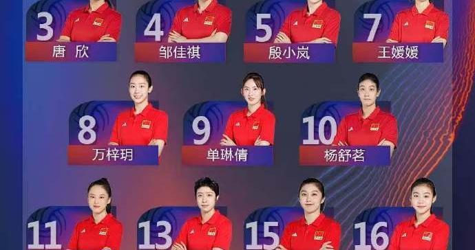 世界女排联赛首站中国女排名单:龚翔宇担任队长、王媛媛领衔