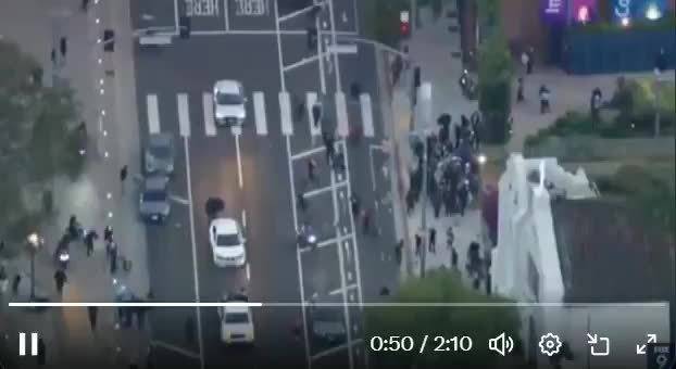 男子向骑警投燃烧弹反自焚遭马踩踏